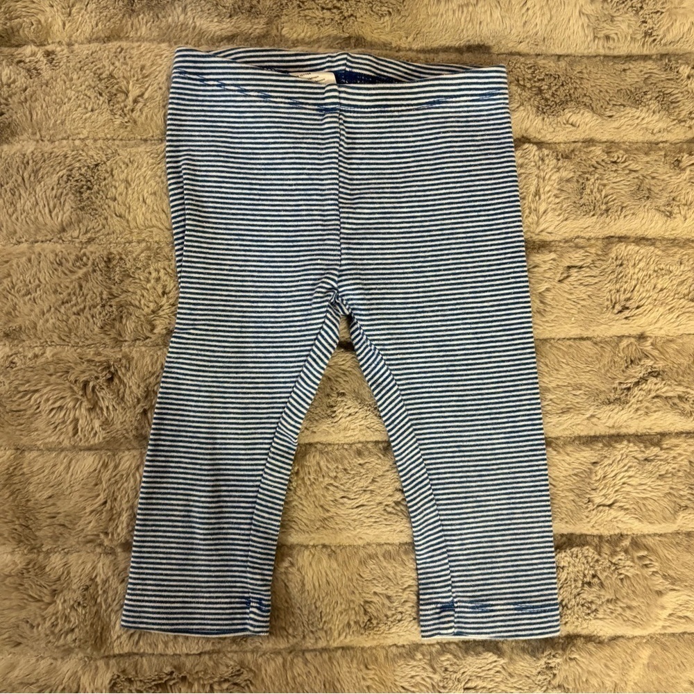 Tea Collection Size 3 Blue & White Striped Capri Leggings, Unisex